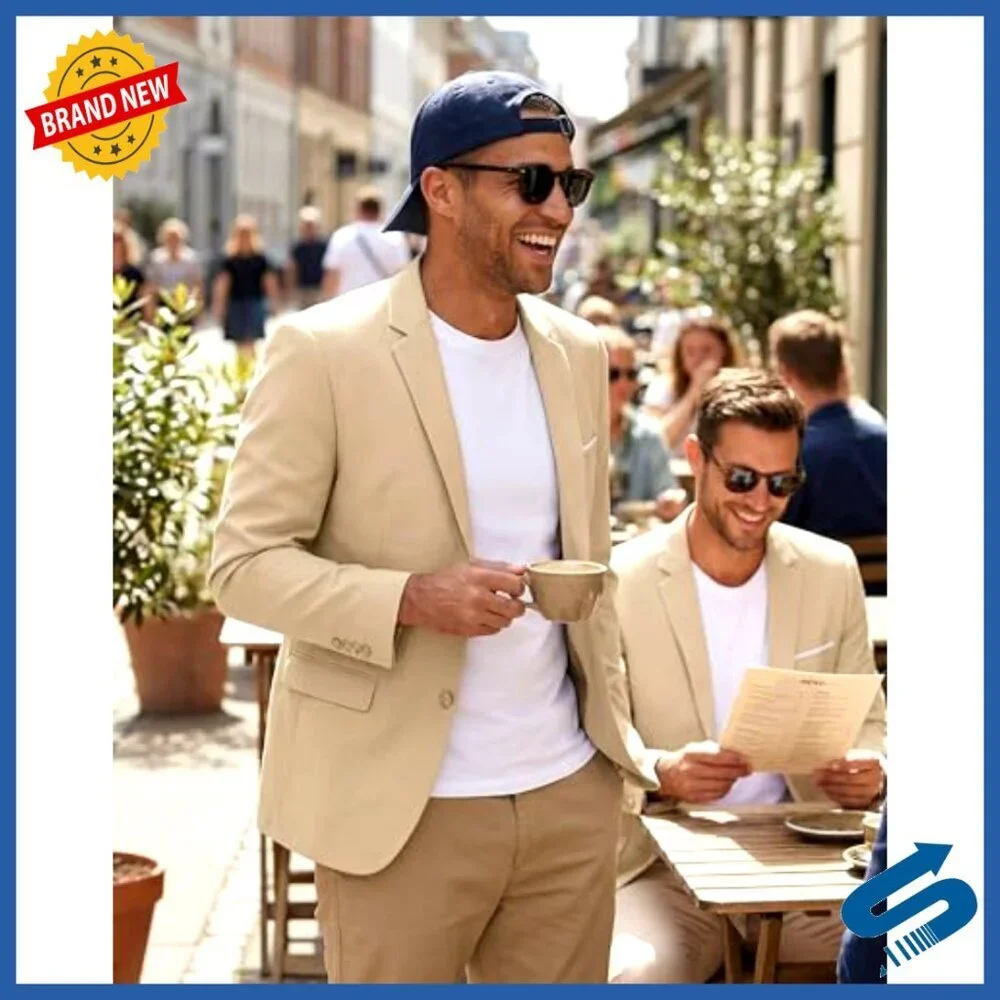 Slim Fit Sport Coat Blazer Lightweight Polyester Wedding Party Business Casual